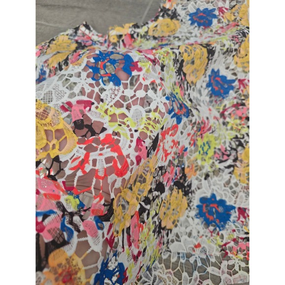 Mads Nørgaard Copenhagen Lace Floral Print Short Sleeve Top Size 38/M Colorful - Picture 7 of 7